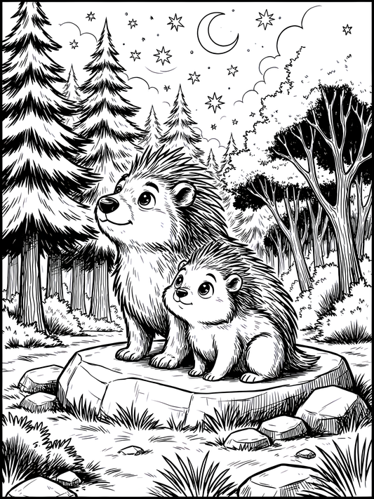 Baby and Mom Porcupine Stargazing